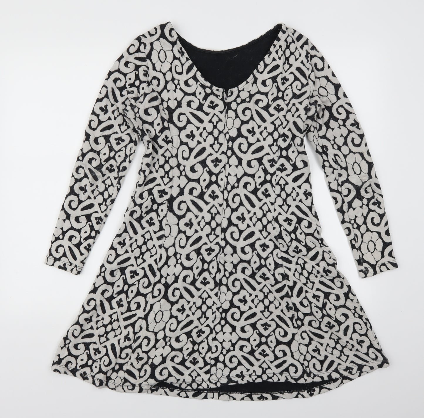 Marks and Spencer Womens Grey Geometric  Skater Dress  Size 8