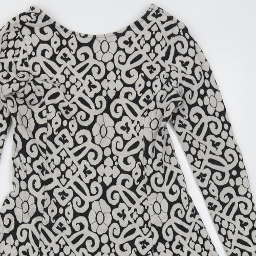 Marks and Spencer Womens Grey Geometric  Skater Dress  Size 8