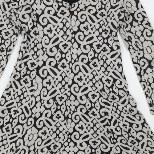 Marks and Spencer Womens Grey Geometric  Skater Dress  Size 8