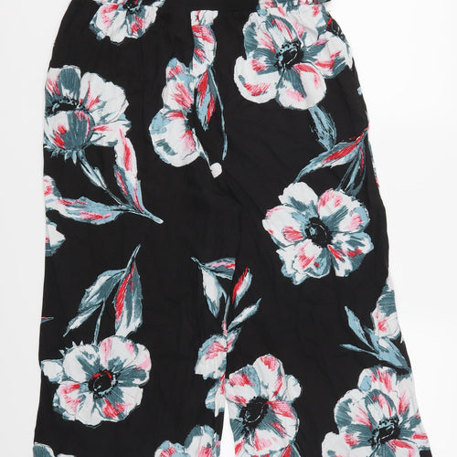 Nutmeg Womens Black Floral  Cropped Trousers Size 12 L20 in