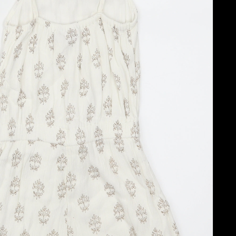 NEXT Girls White Floral  Playsuit One-Piece Size 5 Years  - Leaf Print