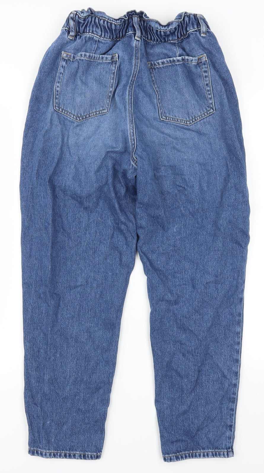 F&F Womens Blue  Denim Mom Jeans Size 12 L26 in - Paper Bag Waist