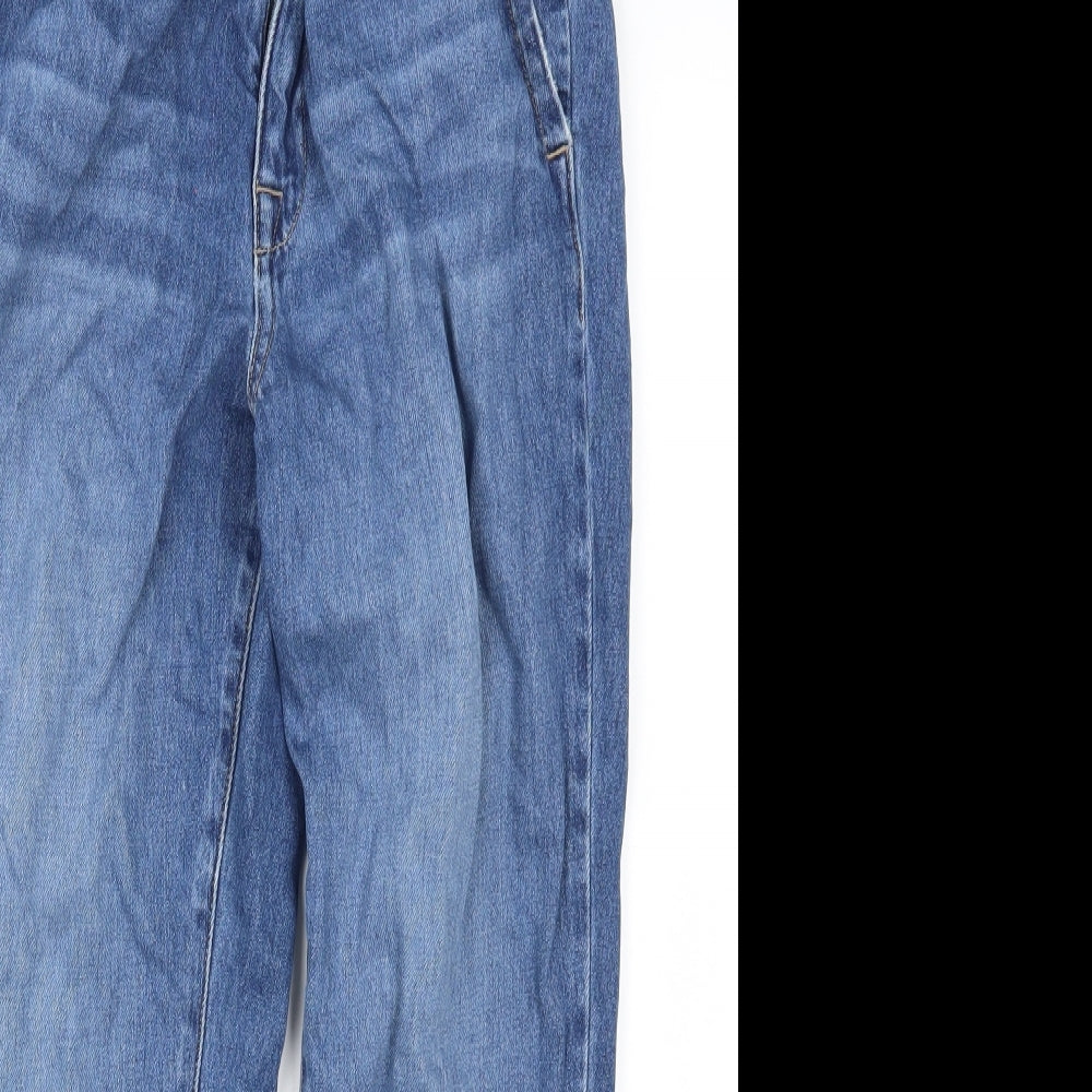 F&F Womens Blue  Denim Mom Jeans Size 12 L26 in - Paper Bag Waist