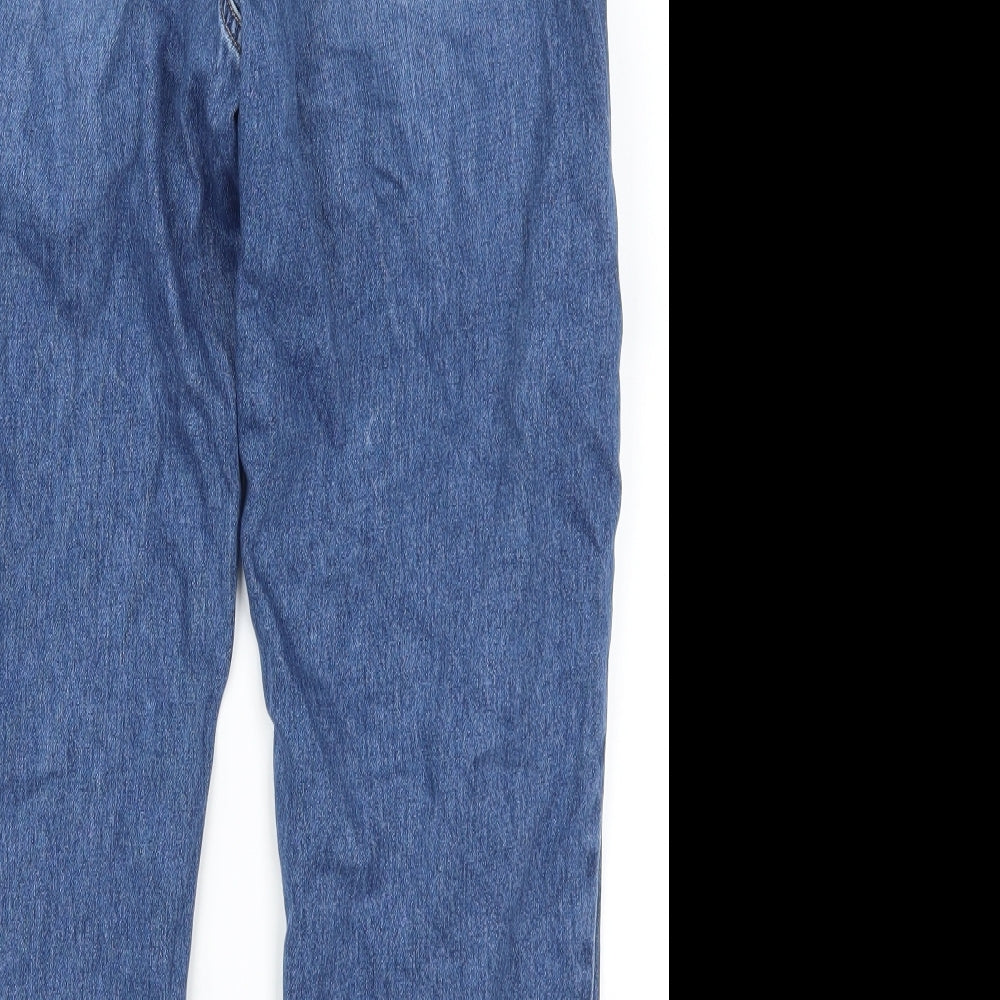 F&F Womens Blue  Denim Mom Jeans Size 12 L26 in - Paper Bag Waist
