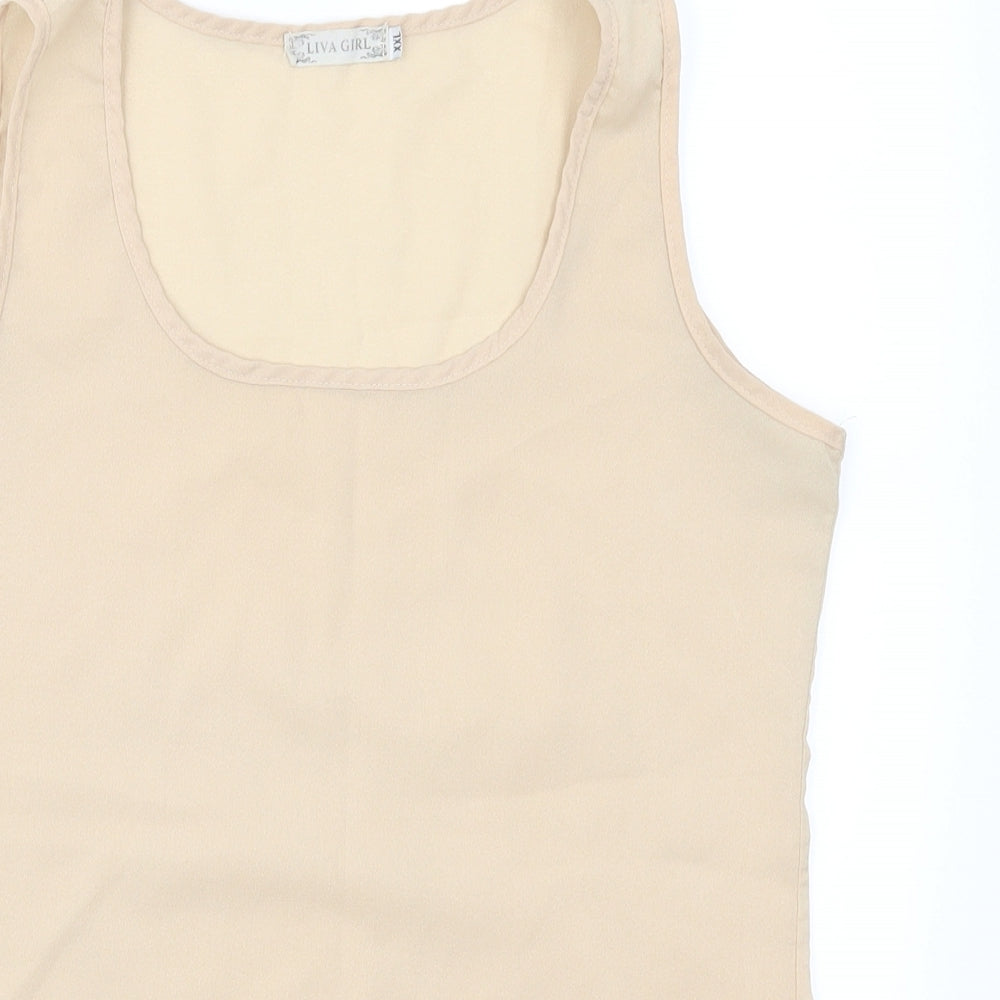 Liva Girl Womens Beige   Basic Tank Size 2XL