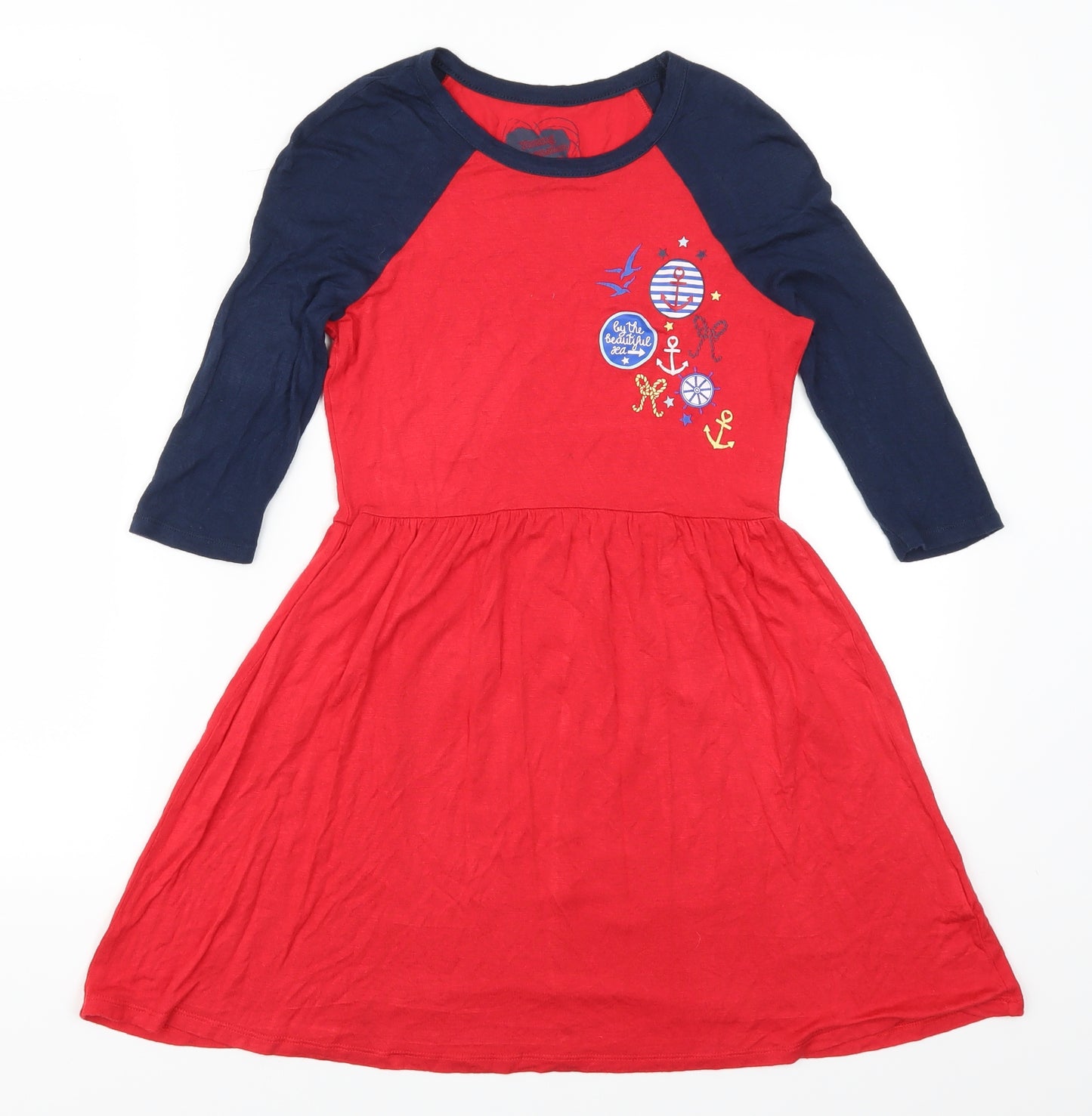 Young Dimension Girls Red   Skater Dress  Size 9-10 Years  - To The Sea