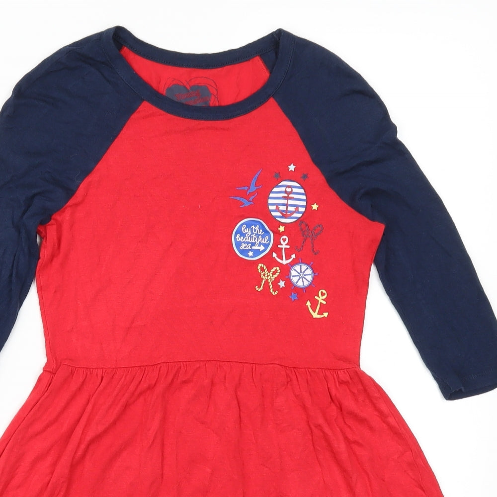 Young Dimension Girls Red   Skater Dress  Size 9-10 Years  - To The Sea