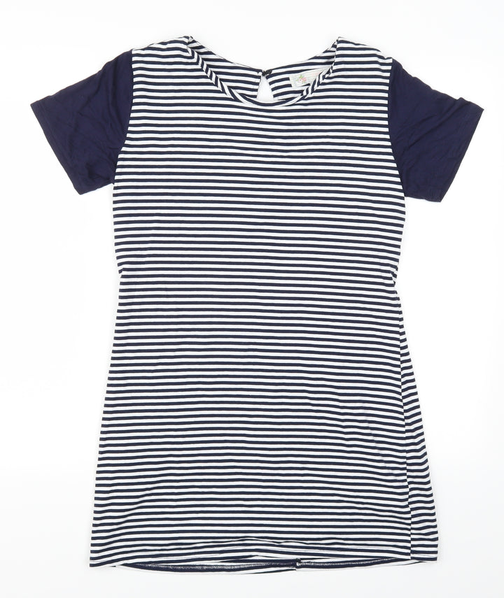 Cameo Rose Womens Blue Striped T-Shirt Dress Size S