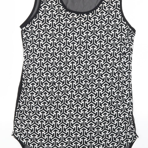 Marks and Spencer Womens Black Geometric  Basic Tank Size 12  - Black and White