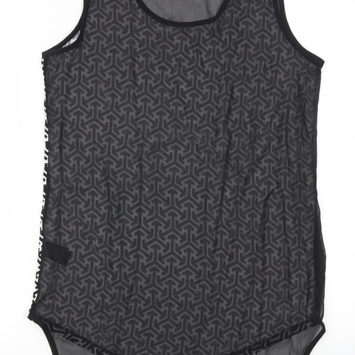 Marks and Spencer Womens Black Geometric  Basic Tank Size 12  - Black and White