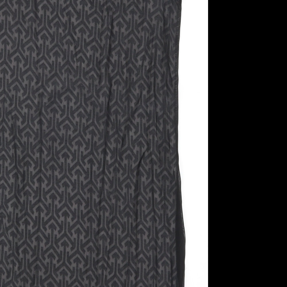 Marks and Spencer Womens Black Geometric  Basic Tank Size 12  - Black and White