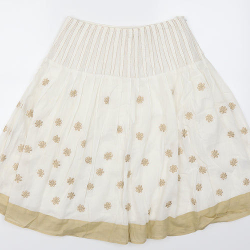 Amaryllis Womens White Floral  A-Line Skirt Size 10  - Beige