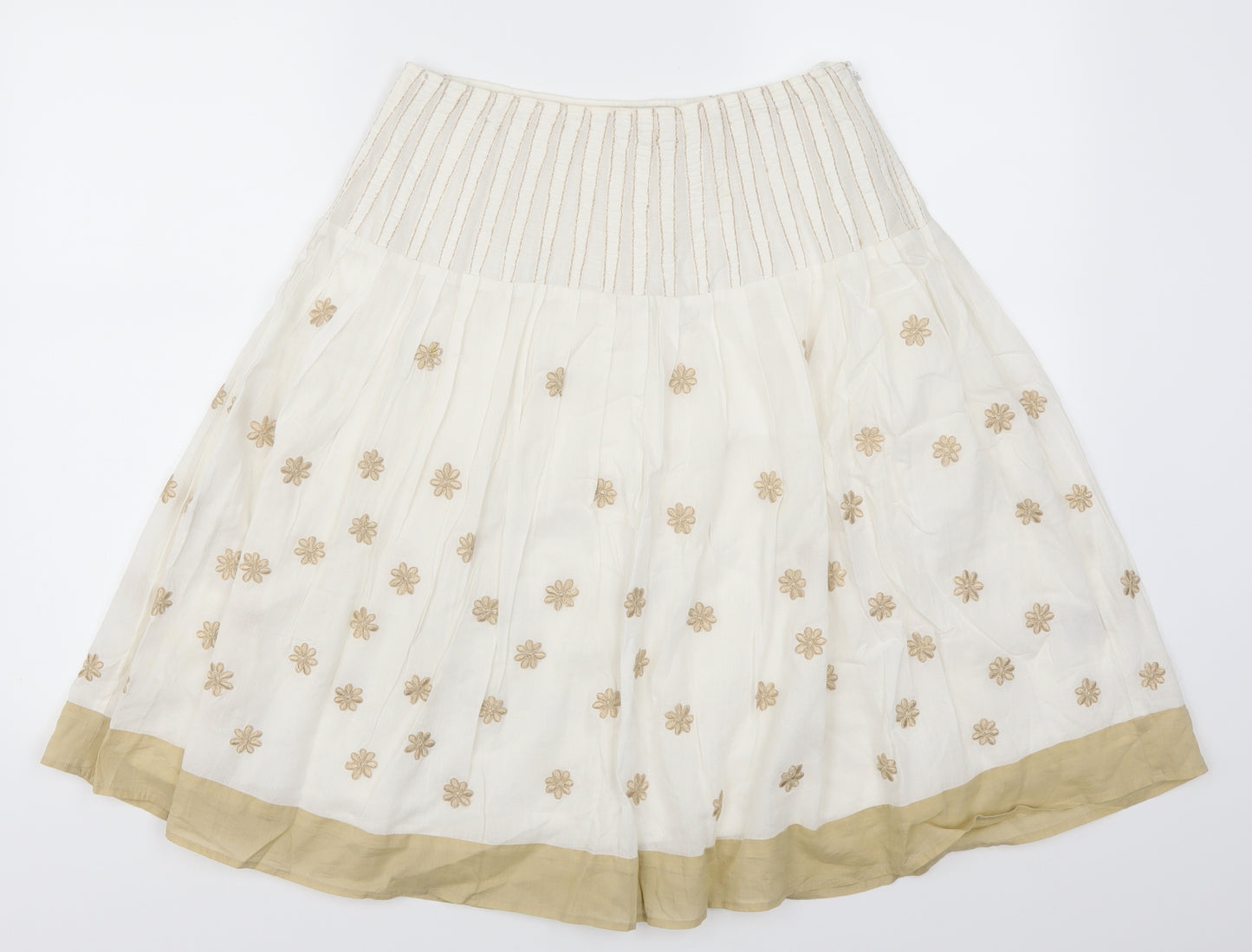 Amaryllis Womens White Floral  A-Line Skirt Size 10  - Beige