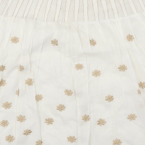 Amaryllis Womens White Floral  A-Line Skirt Size 10  - Beige
