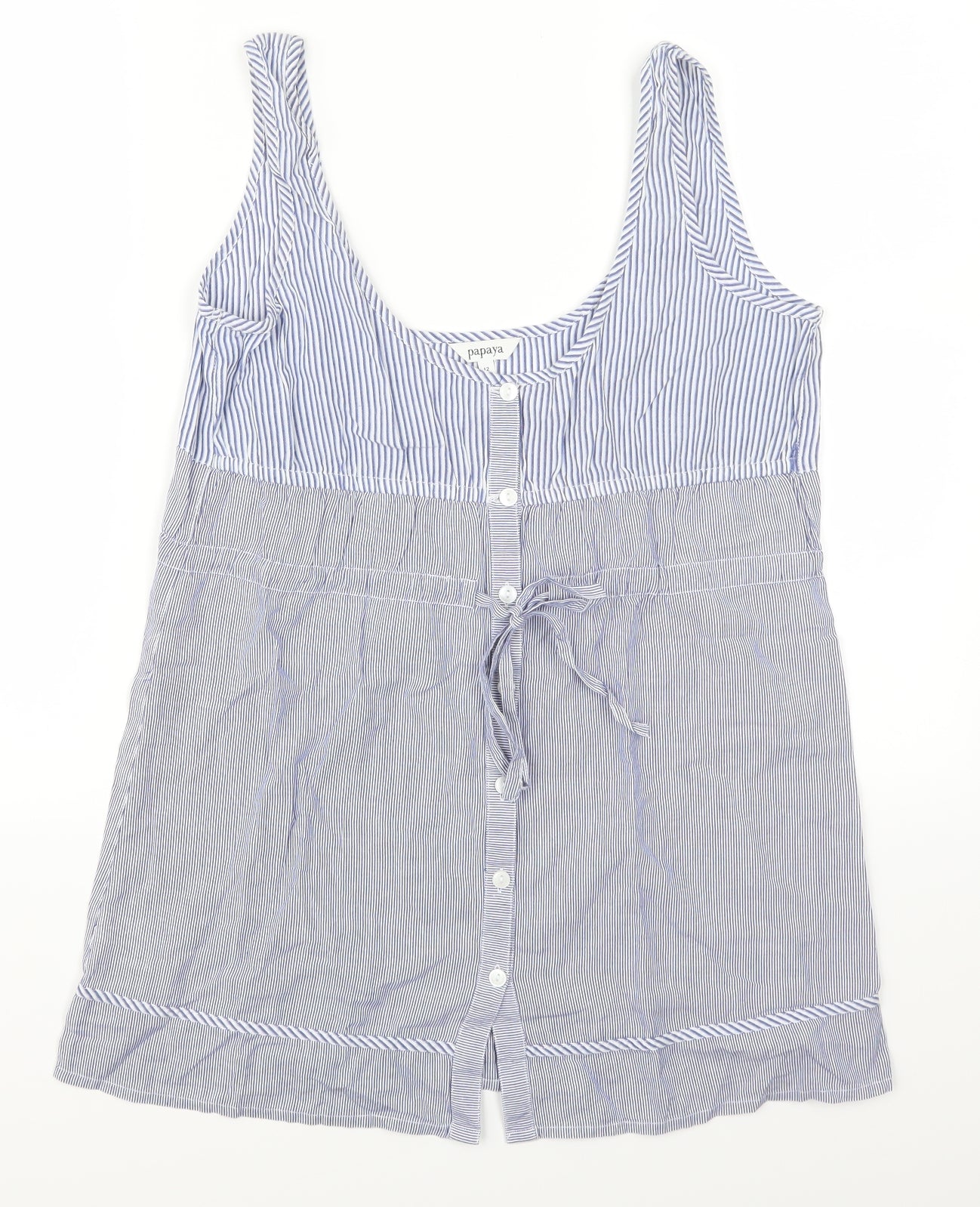 Papaya Womens Blue Striped  Basic Tank Size 12