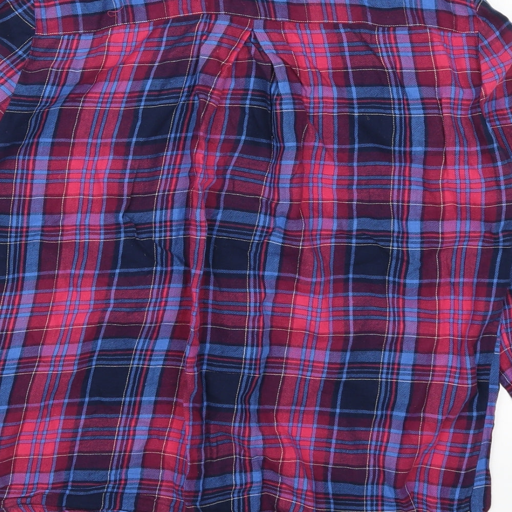 George Womens Pink Check Flannel Basic Button-Up Size 10  - Blue