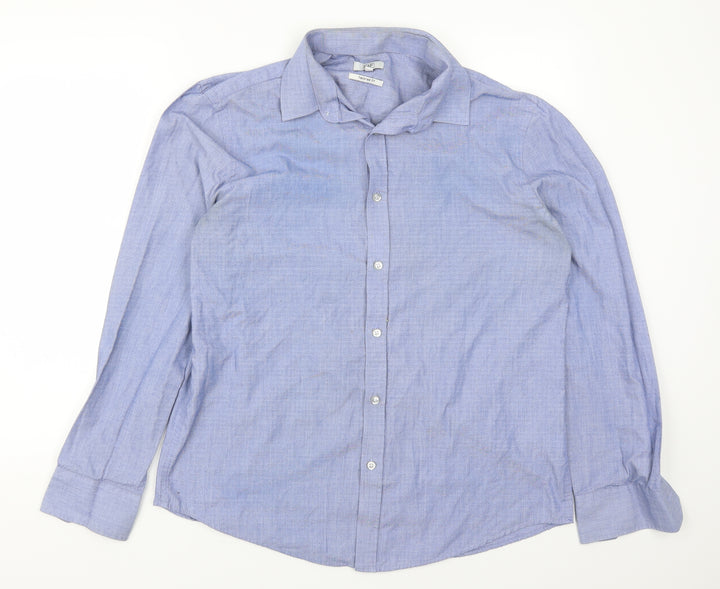 F&F Mens Blue Button-Up Size 16.5