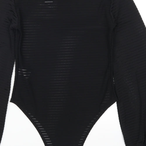 Pretty Little Thing Womens Black Striped  Bodysuit One-Piece Size 10