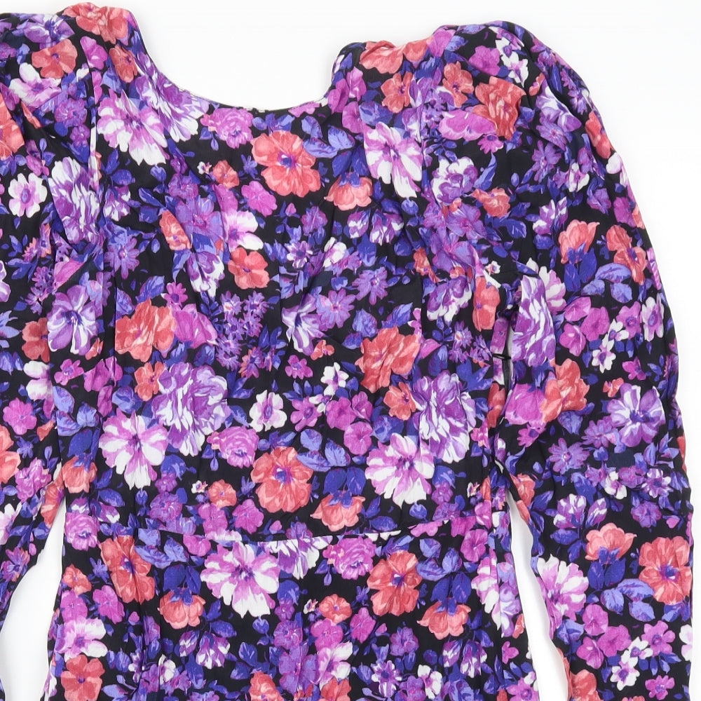 Pull & Bear Womens Purple Floral  T-Shirt Dress  Size S