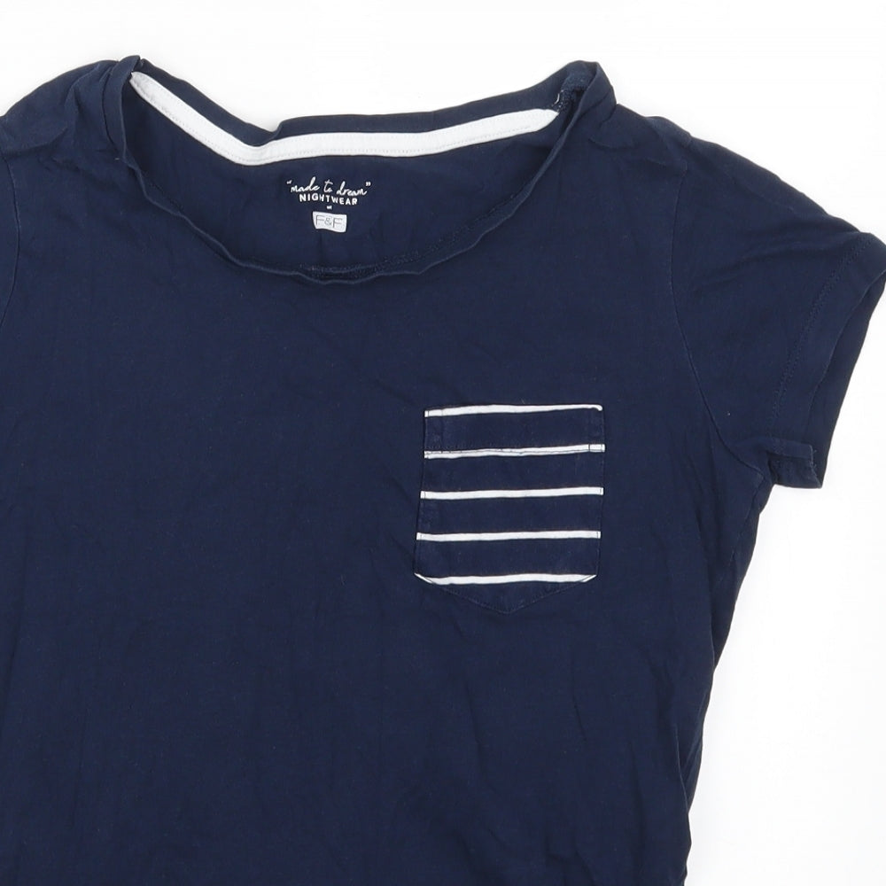 F&F Womens Blue Solid  Top Pyjama Top Size 6