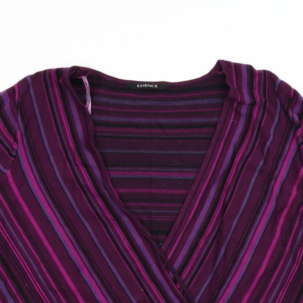 essence Womens Purple Striped  Wrap Blouse Size 30