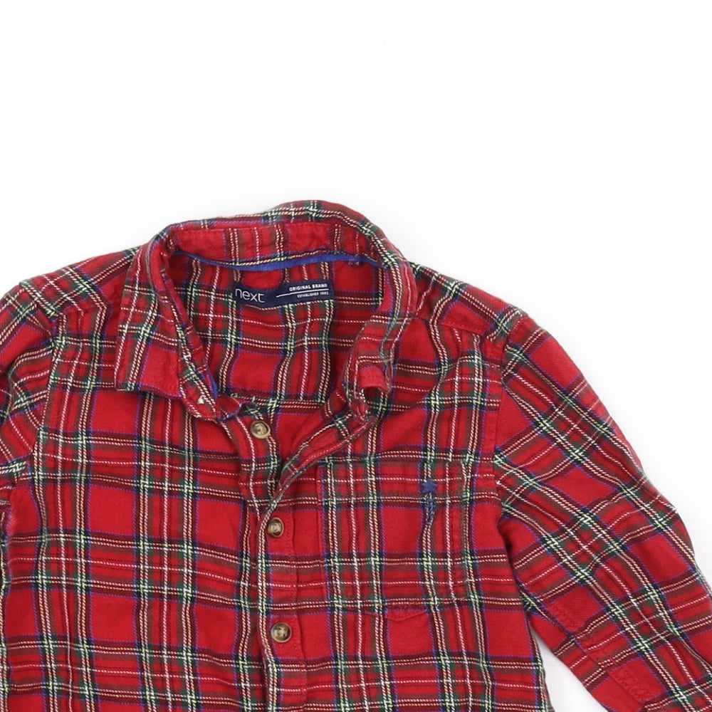 NEXT Boys Red Plaid  Basic Button-Up Size 18-24 Months