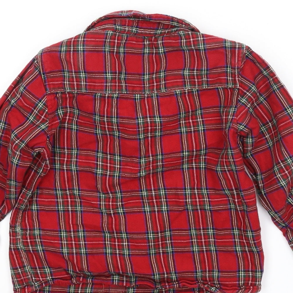 NEXT Boys Red Plaid  Basic Button-Up Size 18-24 Months