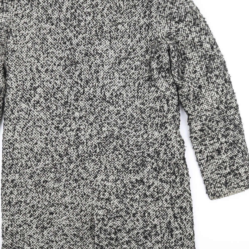 Zara Womens Grey Houndstooth  Overcoat Coat Size S