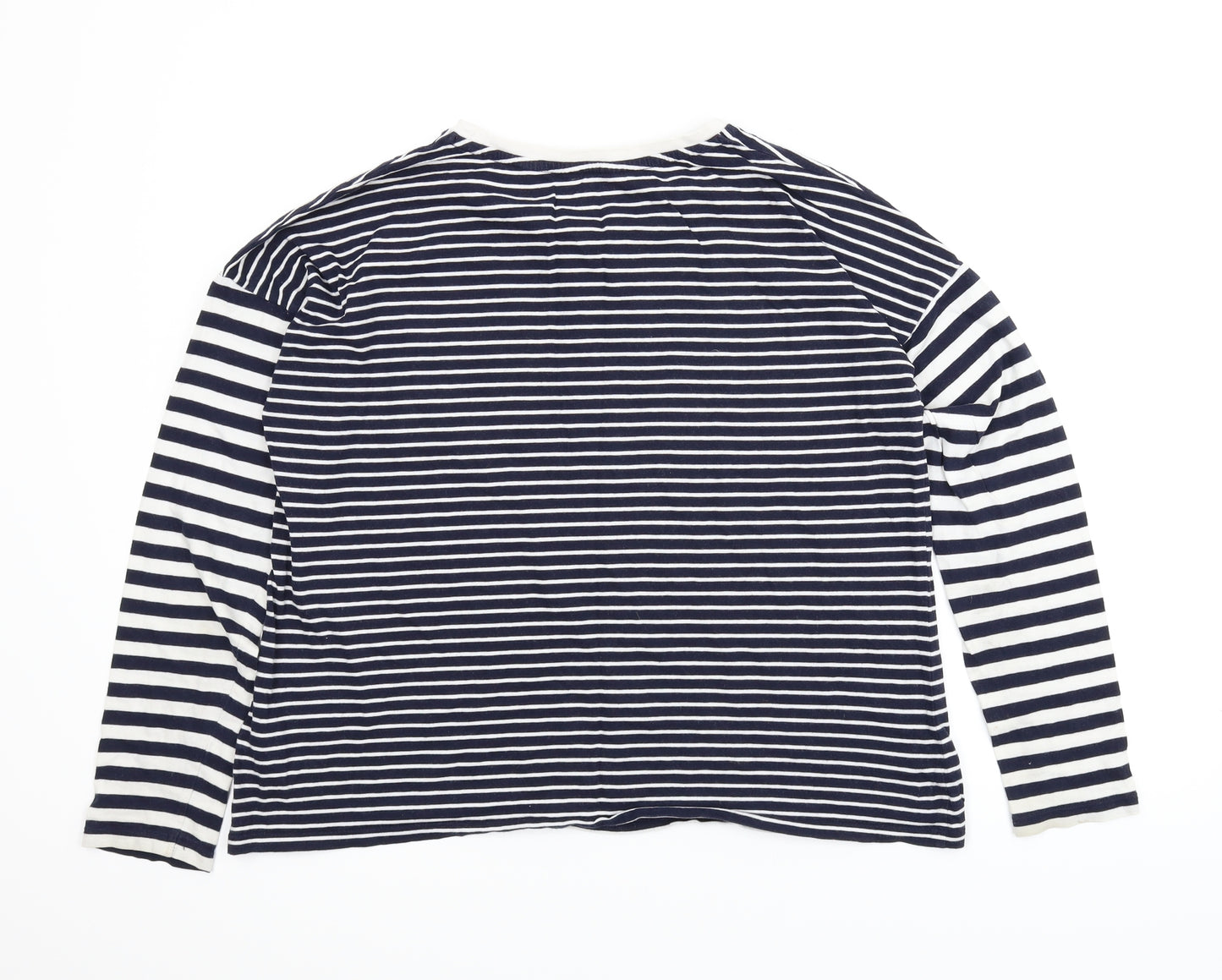 Falmer Womens Blue Striped  Basic T-Shirt Size 10