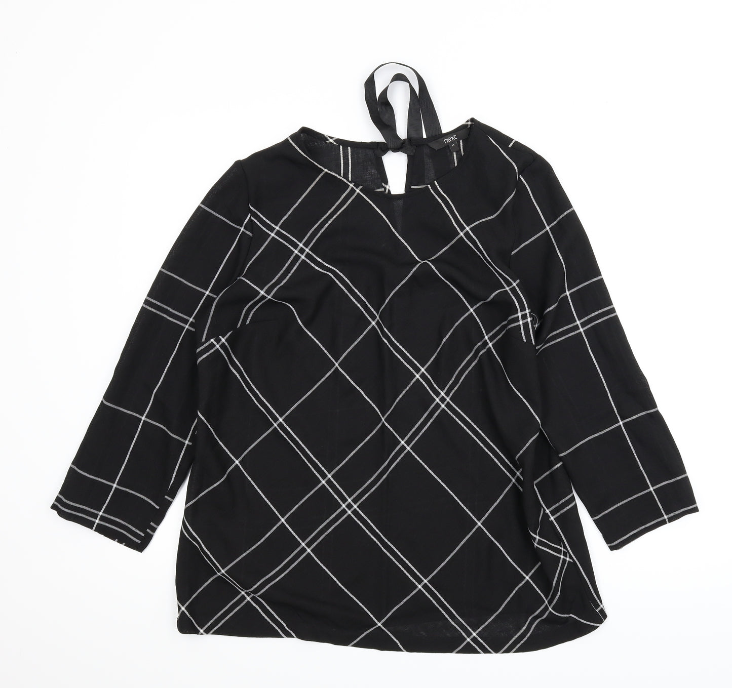 NEXT Womens Black Argyle/Diamond  Tunic Blouse Size 14