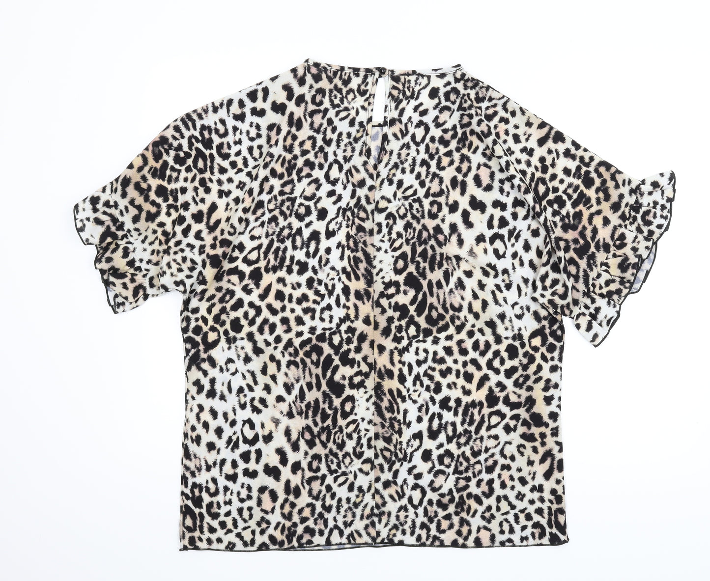 Quiz Womens Beige Animal Print  Basic Blouse Size 12