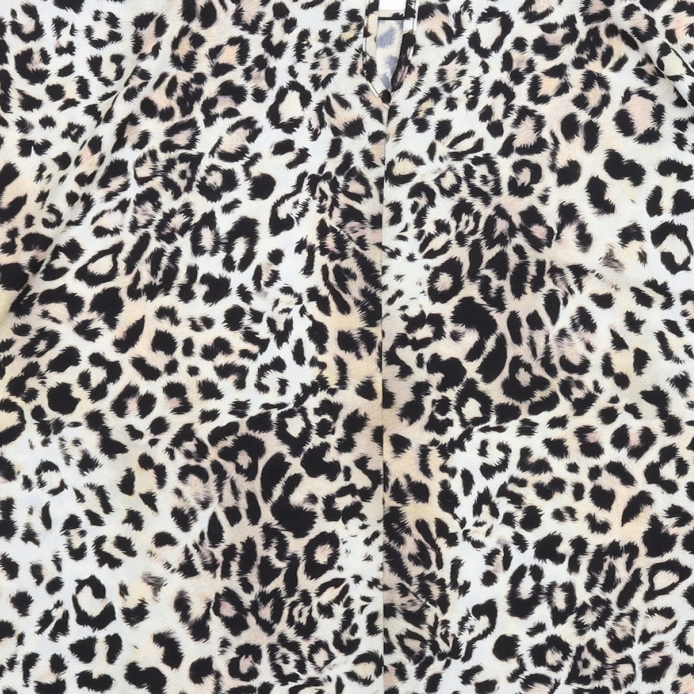 Quiz Womens Beige Animal Print  Basic Blouse Size 12