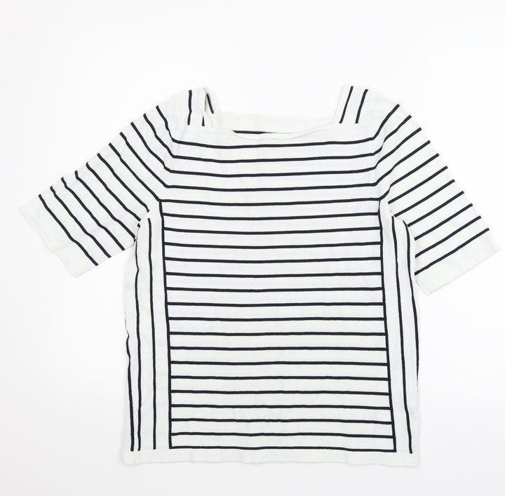 NEXT Womens White Striped Basic Blouse Size 12