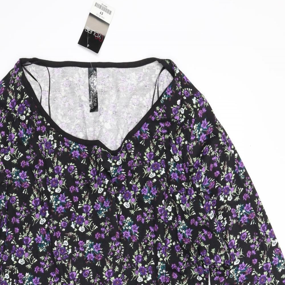 Yours Womens Purple Floral  Tunic Blouse Size 30