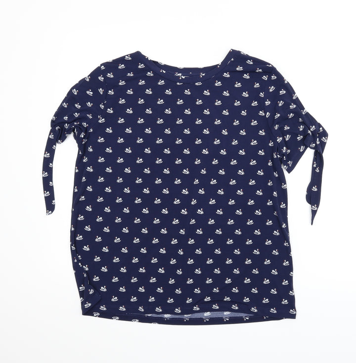 Warehouse Womens Blue Animal Print Basic Blouse Size 14