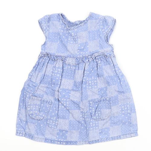 George Girls Blue Floral  A-Line  Size 9-12 Months
