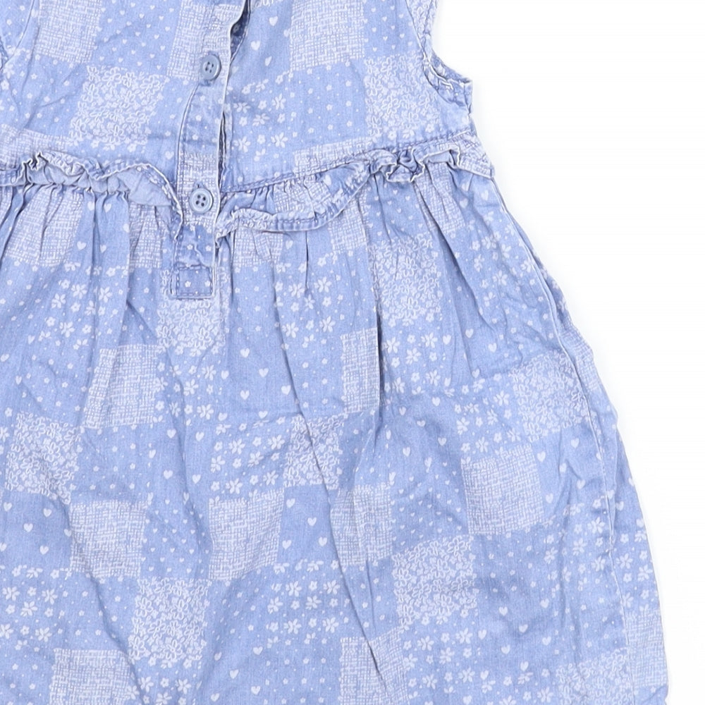George Girls Blue Floral  A-Line  Size 9-12 Months
