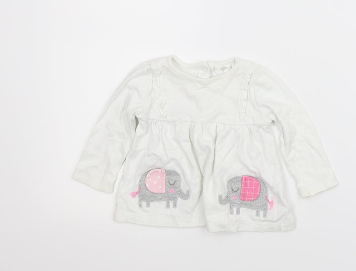 M&Co Girls White Animal Print A-Line Size 3-6 Months