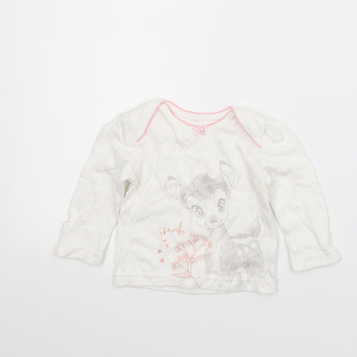 George Girls White Animal Print  Basic T-Shirt Size 0-3 Months  - Disney