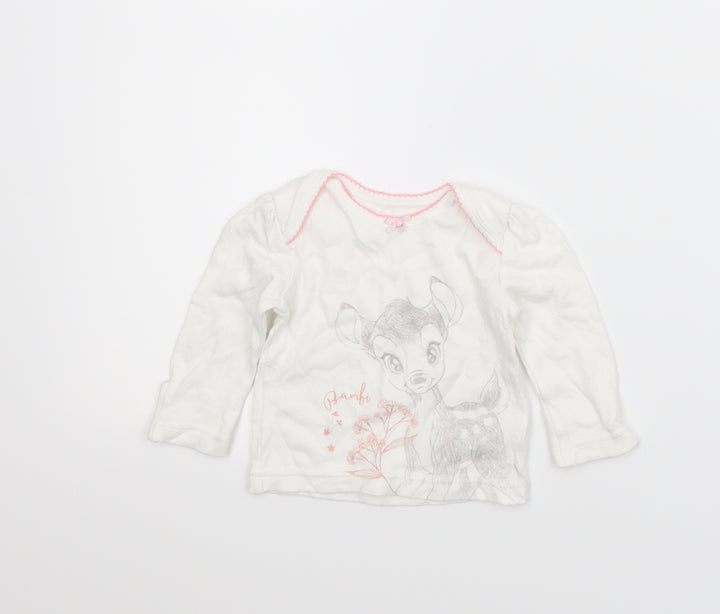 George Girls White Animal Print  Basic T-Shirt Size 0-3 Months  - Disney