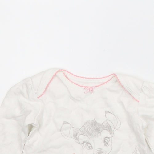 George Girls White Animal Print  Basic T-Shirt Size 0-3 Months  - Disney
