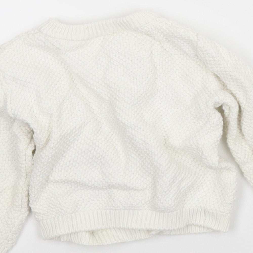 Nutmeg Girls White Animal Print  Cardigan Jumper Size 6-9 Months