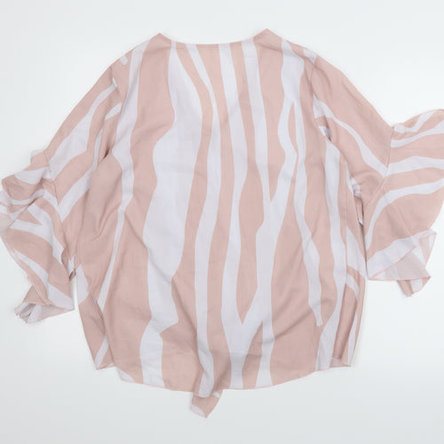Preworn Womens Pink Animal Print  Basic Blouse Size M