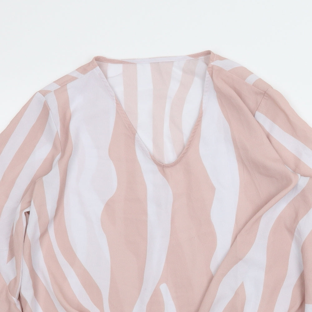 Preworn Womens Pink Animal Print  Basic Blouse Size M