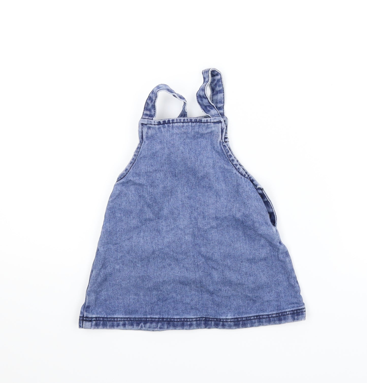 Matalan Girls Blue  Denim Pinafore/Dungaree Dress  Size 9-12 Months
