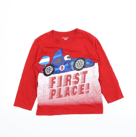 Front view of Garanimals boys’ red basic t-shirt, size 5, years