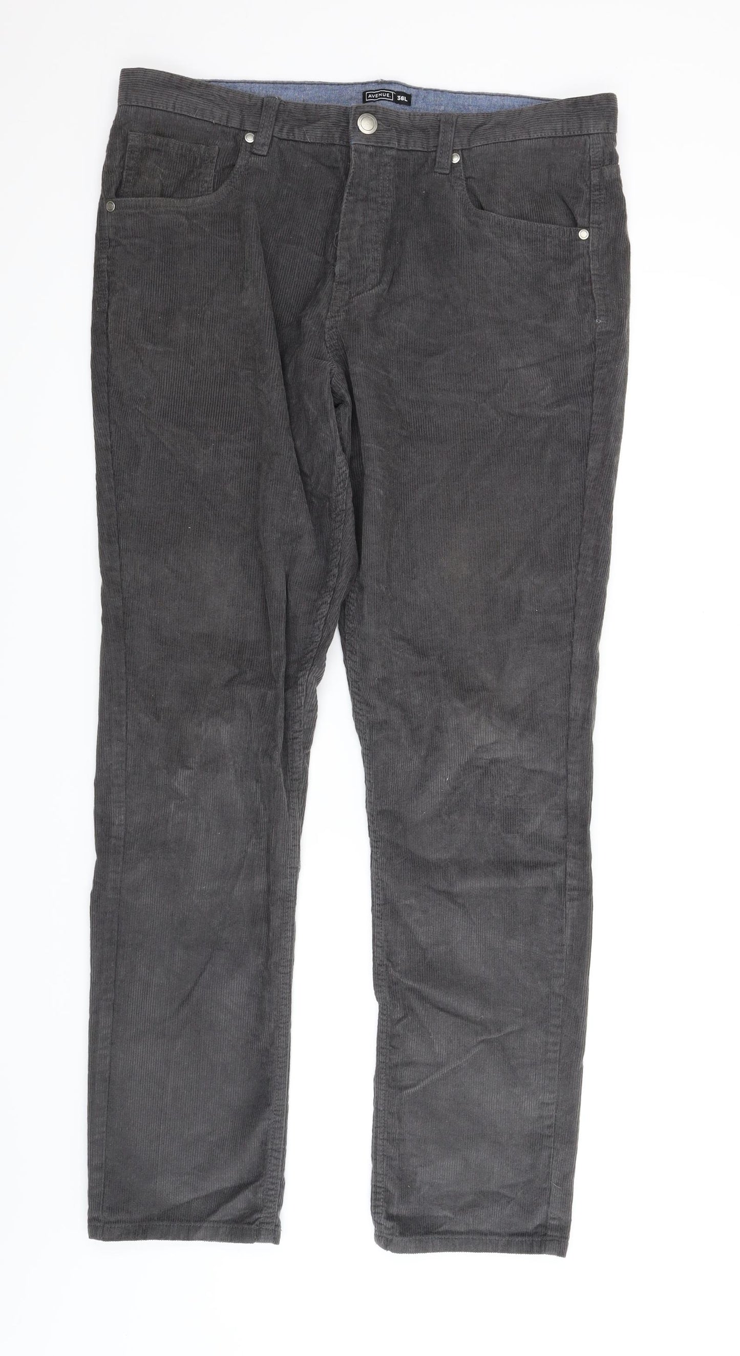 Avenue Mens Grey  Corduroy Straight Jeans Size 36 in L33 in