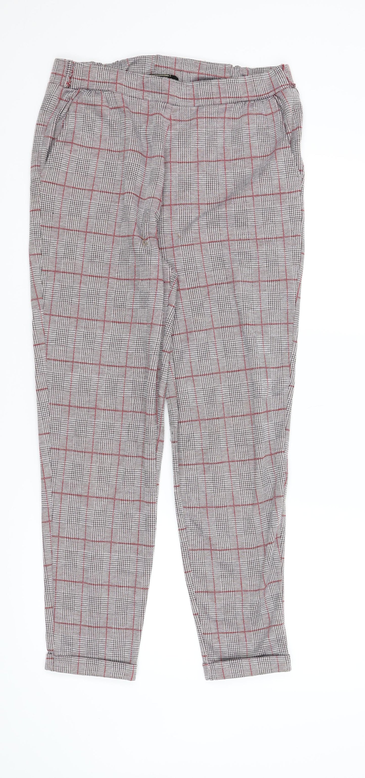 Lipsy London Womens Red Plaid  Jegging Trousers Size 12 L25 in
