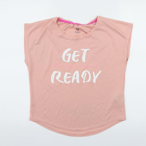 H&M Girls Pink  Jersey Pullover T-Shirt Size 10 Years  - Get Ready