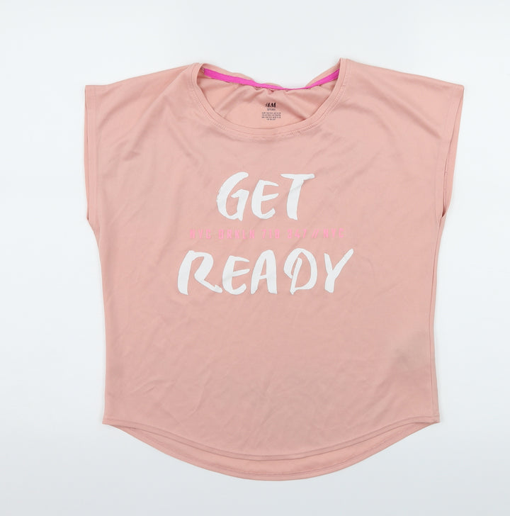 H&M Girls Pink Jersey Pullover T-Shirt Size 10 Years - Get Ready